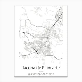 Jacona De Plancarte,Mexico Minimalist Map Canvas Print