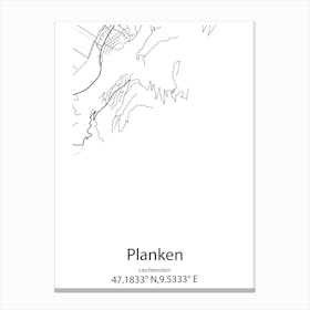 Planken,Liechtenstein Minimalist Map Canvas Print