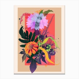 Marigold 1 Neon Flower Collage Canvas Print