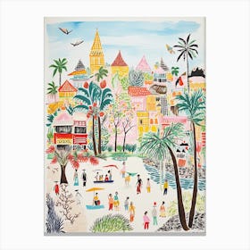 Jakarta, Dreamy Storybook Illustration 4 Canvas Print