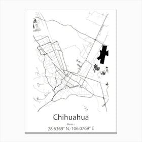 Chihuahua,Mexico Minimalist Map Canvas Print