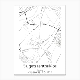 Szigetszentmiklos,Hungary Minimalist Map Canvas Print