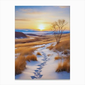 Footprints In The Snow Canvas Print