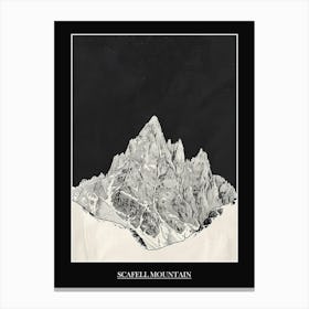 Scafell Mountain Line Drawing 5 Poster Canvas Print