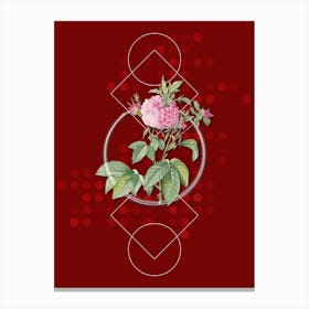 Vintage Pink Agatha Rose Botanical with Geometric Line Motif and Dot Pattern n.0264 Canvas Print