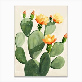 Nopal Cactus Minimalist Abstract Illustration 1 Canvas Print