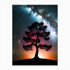 Lone Tree In The Night Sky 1 Canvas Print