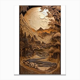 Landscape Wood Carving Canvas Print