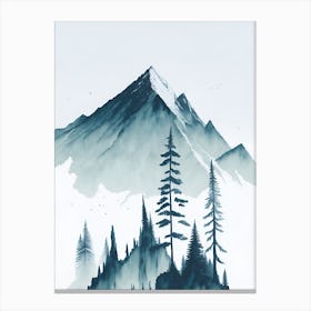 Mountain And Forest In Minimalist Watercolor Vertical Composition 171 Canvas Print