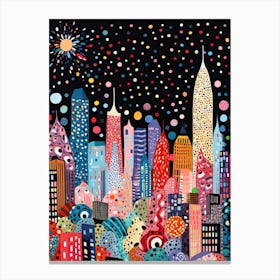 New York City, Illustration In The Style Of Pop Art 1 Canvas Print