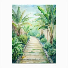 Watercolor Garden Path Canvas Print