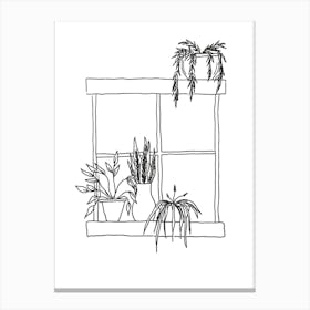 Window Plants Canvas Line Art Print