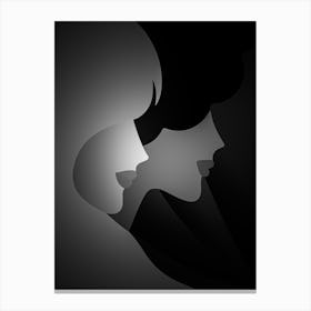 Silhouette of two Woman Canvas Print
