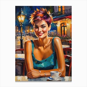 Girl In A Cafe Canvas Print