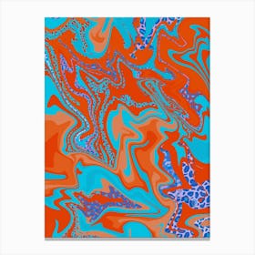 90s Orange Funky Marble Canvas Print