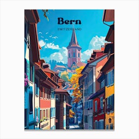 Bern Switzerland Summer Travel Art Illustration Canvas Print