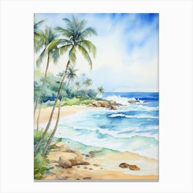 Watercolor Of A Tropical Beach 3 Canvas Print