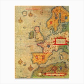Map Of Europe — retro map, vintage map print 1 Canvas Print