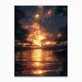 Starry Night In The Forest 1 Canvas Print