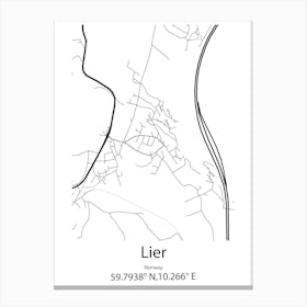 Lier,Norway Minimalist Map Canvas Print