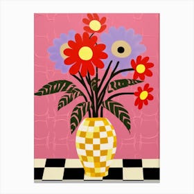Wild Flowers Dark Tones In Vase 2 Canvas Print