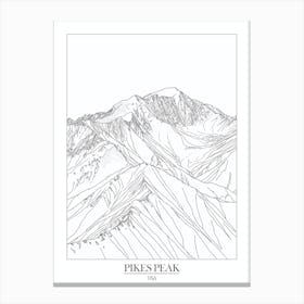 Pikes Peak Usa Line Drawing 6 Poster Canvas Print