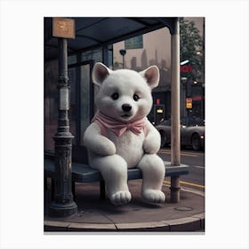 Polar Bear Sitting On A Bus Canvas Print