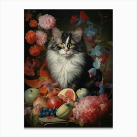 Cute Cat Rococo Style Painting 2 Canvas Print