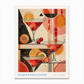 Art Deco Fruity Orange & Cranberry Cocktail 1 Poster Canvas Print
