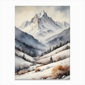 Vintage Muted Winter Mountain Landscape (2) Canvas Print