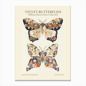 Velvet Butterflies Collection Radiant Butterflies William Morris Style 6 Canvas Print