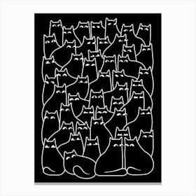 Suspicious Cats Minimal Line Version Canvas Print