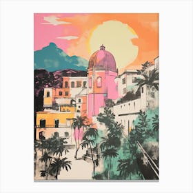 Amalfi Coast In Risograph Style 3 Canvas Print