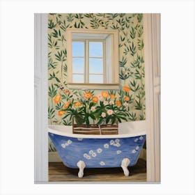 A Bathtube Full Of Daisy In A Bathroom 4 Canvas Print