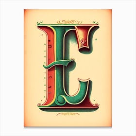 E, Letter, Alphabet Vintage Sketch 1 Canvas Print