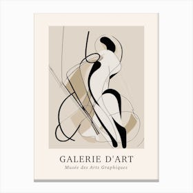 Galerie D'Art Abstract Line Art Figure Neutrals 4 Canvas Print
