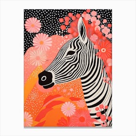 Floral Zebra Orange Patterns 1 Canvas Print
