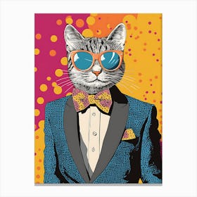 Super Cool Cat Illustration Pop 20 Canvas Print