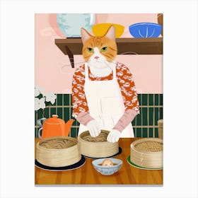 Cat Making Dim Sum Canvas Print