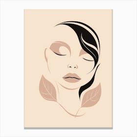 Woman'S Face With Leaves 1 Canvas Print