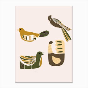 Folkie Elegant Birds Canvas Print