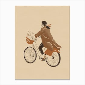 Parisian Biker and Dog Canvas Print