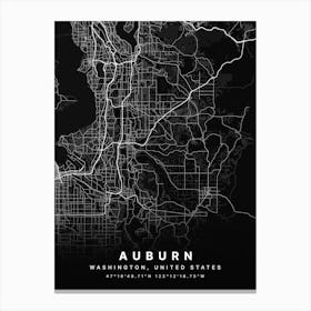 Auburn Alabama USA Black Map Canvas Print