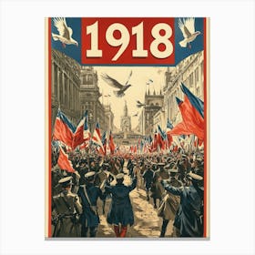 Aihrgdesign A Vintage Poster Celebrating The End Of World War Fcca7e9f Fd32 42bd 8ecf 2c4d5a38a281 1 Canvas Print