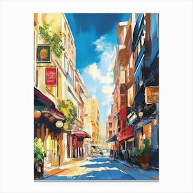 Colorful Painting Of City Street On Sunny Day 1 Canvas Print