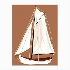 Sailboat On Brown Background Canvas Print