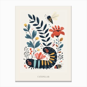 Colourful Insect Illustration Catepillar 3 Poster Canvas Print
