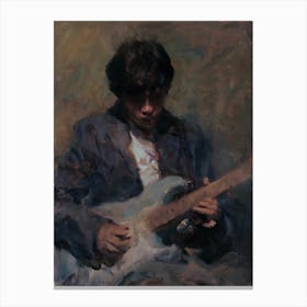 Man Playing An Electric Guitar Canvas Print