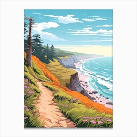 Lost Coast Trail Usa 2 Hike Illustration Canvas Print