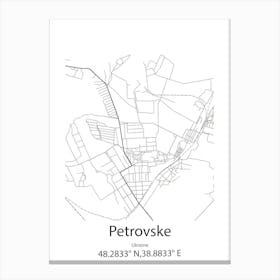 Petrovske,Ukraine Minimalist Map Canvas Print